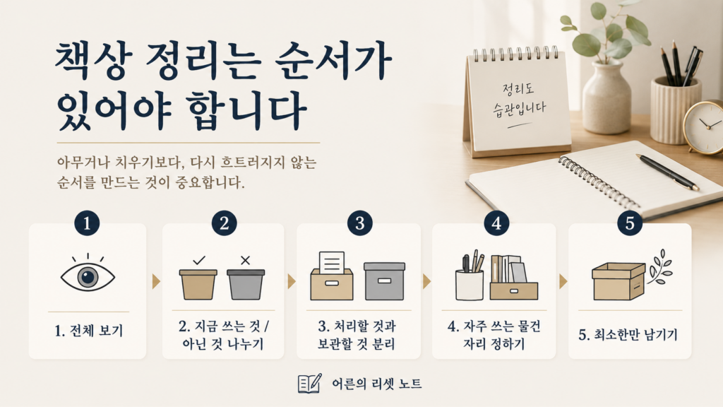 책상 정리 순서 5단계 가이드