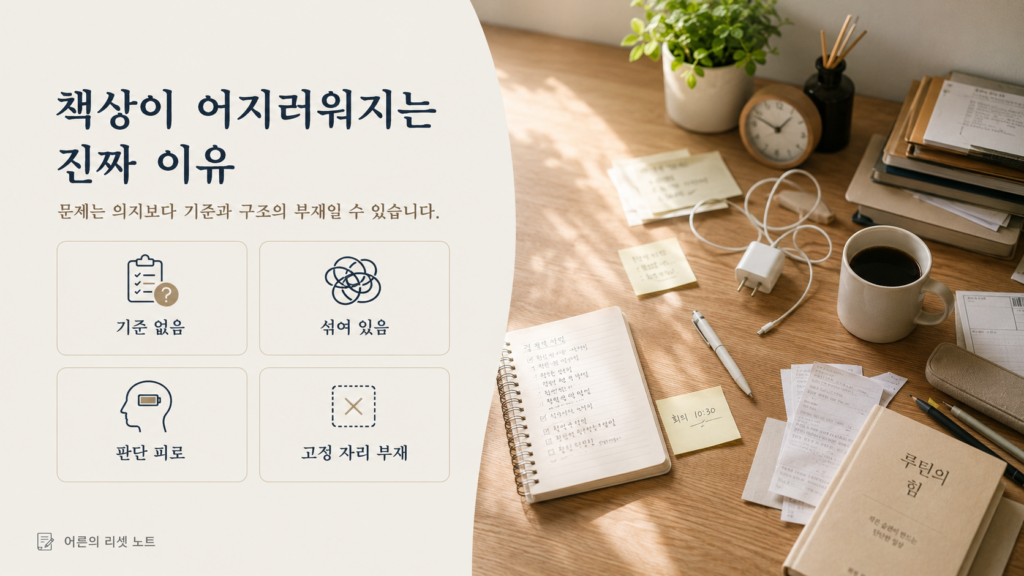 책상 정리가 안 되는 이유 요약